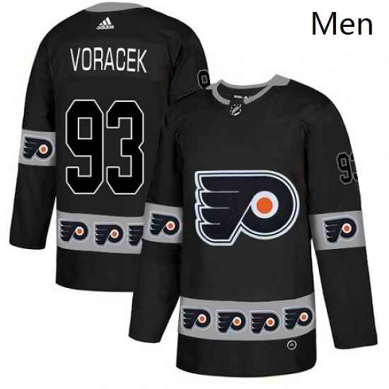 Mens Adidas Philadelphia Flyers 93 Jakub Voracek Authentic Black Team Logo Fashion NHL Jersey